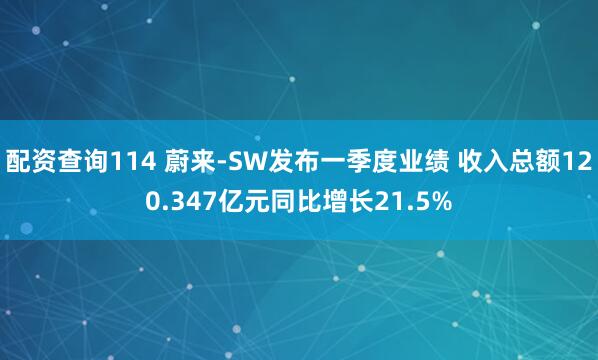 配资查询114 蔚来-SW发布一季度业绩 收入总额120.347亿元同比增长21.5%